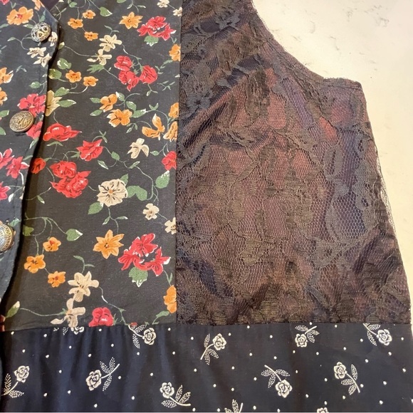 Sitting PRETTY OF CALIFORNIA - Vintage 80s floral boho suit vest Sz L RARE - Picture 4 of 10